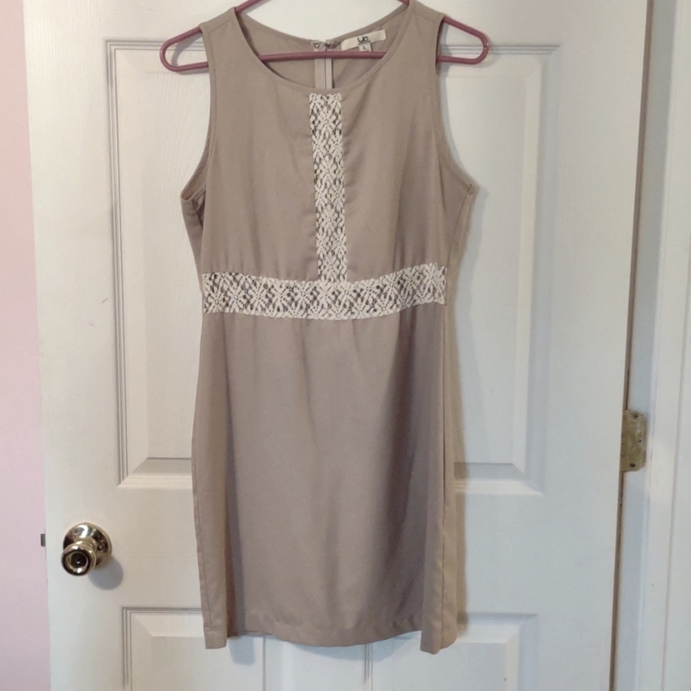 Women's Tan & Lace rehearsal dinner or reception dress